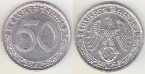 1938 A Germany 50 Pfennig (EF) A002643